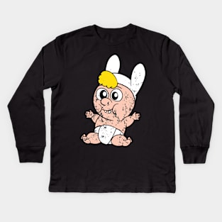 Retro Vintage Grunge Easter Bunny Kids Long Sleeve T-Shirt